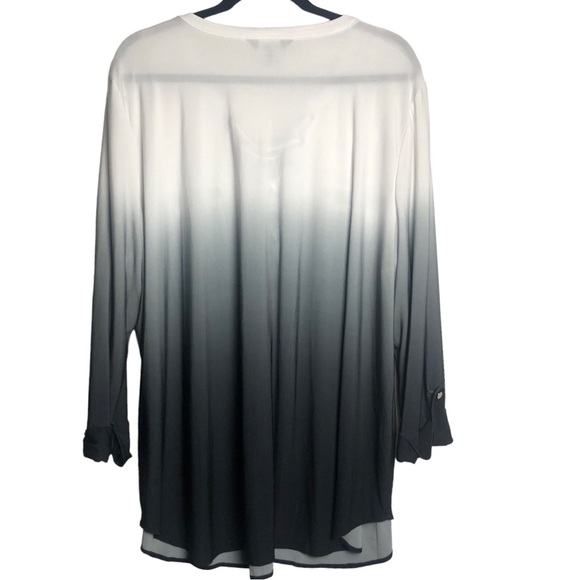 Investments - Slim Factor 3/4 Sleeve Lace Up Ombré Blouse Top Size XL Pre-Loved - Picture 7 of 11